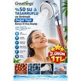 Greathings 21x6 cm %50 Su Tasarruflu Doğal Taşlı Arıtmalı Basınçlı El Duş Başlığı