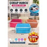 Greathings 22x33x40 cm Mini Sandık Tipi Çorap Hurcu Fermuarlı Düzenleyici Saklama Hurcu