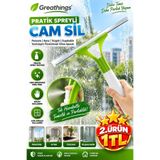 Greathings 25,5 cm Spreyli Cam Silme Aparatı Su Hazneli Pencere Ayna Duşakabin Temizleme Çekçeği
