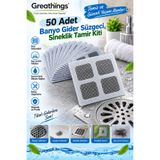 Greathings 50 Adet 10x10 cm Yapışkanlı Banyo Gider Süzgeci Saç Kıl Tutucu ve Sineklik Tamir Yaması