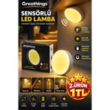 Greathings Sarı LED 8,3 cm Yuvarlak Lamba USB Şarjlı 0-3 m Hareket Sensörlü Gece Işığı