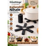 Greathings Siyah Katlanabilir Nihale 19 cm Isıya Dayanıklı Tencere Tava Altlığı