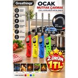 Greathings Yaylı Kıvrılabilir Metal Başlıklı Uzun Ocak Mutfak Çakmağı Renkli Plastik Sap