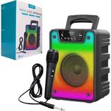 Greatnice Bluetooth Hoparlör Mikrofonlu Rgb Işıklı Şarjlı Taşınabilir Speaker 4 Inç - Siyah