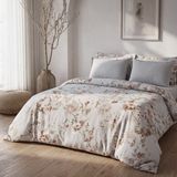 Green Black Bloomy Çiçek Senfonisi Çift Kişilik %100 Ege Pamuğu Nevresim Takımı - Çarşaflı - 4 Yastıklı Mint - 09-Yeşil - 200 x 220 cm