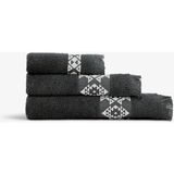 Green Black Hereke Heritage Serisi 3’lü Havlu Seti Krem Bordürlü Antrasit - 3' lü Set