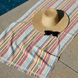 Green Black Stripe Sunset Plaj Havlusu Renkli - 90 x 160 cm
