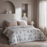 Green Black Verona Zarif Bahçe Çift Kişilik %100 Ege Pamuğu Nevresim Takımı - Çarşaflı - 4 Yastıklı Krem-Kahve - Krem - Kahverengi - 200 x 220 cm