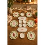 Green Bon Appetit 14 Parça 6 Kişilik Stackable Seramik Kahvaltı Takımı Lüx Sunum Seti Tabağı