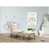 Green Corner Orchy Açık Krem Yataklı Puflu Berjer