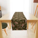 Green Daisy Runner-TR125, 140x45cm (İnce Keten, Uluslararası Yıkama Ve Solmama Sertifikası)