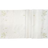 Green Garden Nakışlı Kırık Beyaz Keten Runner 50 x 160 cm - Standart