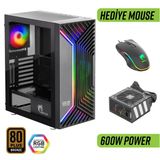 Green Griffin G3 Plus Argb Gaming Bilgisayar Kasası (4×120MM Fan + Tempered Cam) – 600W 80+ Bronze Psu Dahil