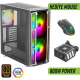 Green Griffin G6 Argb Gaming Bilgisayar Kasası (2×200MM + 1×120MM Fan, Type-C, Kumandalı) – 800W 80+ Bronze Psu Dahil