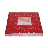 Green kalpli Tealight Mum ve 25 Adet Mum Kabı - Kırmızı Tabaklı