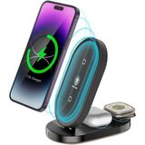 Green Lion Katlanabilir Braketi 3'ü 1 Arada Kablosuz Şarj Cihazı - Siyah