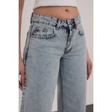 Green LİT Kadın Geniş Paça Palazzo Jeans Greenlit Premium Pantolon - Kar Yıkama - 26