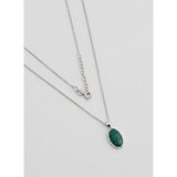 Green Malahit 18 Ayar Sarı Altın Kaplama 43 Cm Gümüş Minimal Kolye