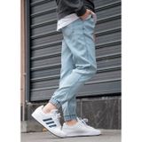 green poll Erkek Jogger Kot Pantolon – Buz Mavisi, Lastikli Bel & Paça, Yıkamalı Denim