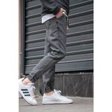 green poll Erkek Jogger Kot Pantolon – Gri, Lastikli Bel & Paça, Yıkamalı Denim