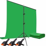 Green Screen chromakey Greenbox Yeşil Fon Perde (1.5x2 M) + Tek Ayaklı Fon Standı,3 Mandal,YouTube Vlogs, TV, röportaj ve fotoğraf için