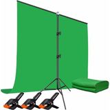 Green Screen Greenbox Yeşil Fon Perde (1.5x2 Metre) + Tek Ayaklı Fon Standı + 3 Mandal