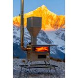 GREEN STOVE Hori 5 ile hepsi Bir Arada ister Odun yak ister pelet yak, Yerçekimi Beslemeli Yatay Ateş gücü, Açık Hava Kampları için Kuzuneli Soba, pelet sobası, Odun sobası, çadır sobası.