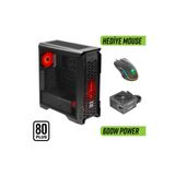 Green Striker Midtower Gaming Bilgisayar Kasası (3×120mm Fan, 6 Fan Desteği, Siyah) – 600W 80+ PSU