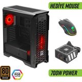 Green Striker Midtower Gaming Bilgisayar Kasası (3×120MM Fan, 6 Fan Desteği, Siyah) – 700W 80+ Bronze Psu Dahil