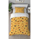 Greendecor Altın Yaprak Şemsiye Bohem Desenli Baskılı Özel Tasarım Çarşafsız Tek Kişilik Tarz Nevresim Takımı - Kahverengi - 160 x 220 cm