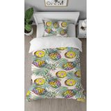 Greendecor Ananas Meyve Desenli Baskılı Özel Tasarımlı Çarşafsız Tek Kişilik Renkli Tarz Şık Nevresim Takım - Mor - 160 x 220 cm