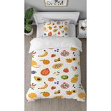 Greendecor Ananas Meyve Yaprak Desenli Baskılı Özel Tasarımlı Çarşafsız Tek Kişilik Modern Şık Nevresim Takım - Kahverengi - 160 x 220 cm