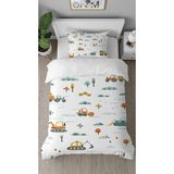 Greendecor Araba Kepçe Desenli Tasarımlı Dijital Baskılı Özel Tasarım Çarşafsız Çocuk Şık Nevresim Takımı - Lacivert - 160 x 220 cm