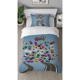 Greendecor Araba Yol Cadde Desenli Tasarımlı Dijital Baskılı Özel Tasarım Çarşafsız Çocuk Şık Nevresim Takımı - Siyah - 160 x 220 cm
