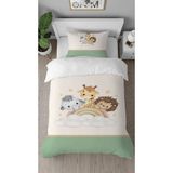 Greendecor Aslan Fil Zürafa Gökkuşağı Desenli Dijital Baskılı Özel Tasarımlı Çarşafsız Çocuk Nevresim Takımı - Mor - 160 x 220 cm