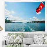 Greendecor Boğaziçi Deniz Türkiye Bayrağı Duvar Örtüsü Halısı Duvar Sanatı Duvar Dekorasyonu Dekoratif Tapestry - Turkuaz - 95 x 70 cm