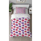 Greendecor Böğürtlen Ahududu Meyve Desenli Dijital Baskılı Özel Tasarımlı Çarşafsız Tek Kişilik Nevresim Takımı - Mor - 160 x 220 cm