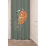 Greendecor Bohem Çiçek Yaprak Vazo Güneş Desenli Özel Tasarım Dijital Baskılı (Tek Kanat) Modern Şık Fon Perde - Bordo - 135 x 200 cm