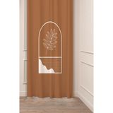 Greendecor Bohem Çiçek Yaprak Vazo Güneş Portakal Desenli Özel Tasarım Dijital Baskılı (Tek Kanat) Fon Perde - Kırmızı - 135 x 200 cm