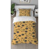 Greendecor Bohem Yaprak Renkli Desenli Baskılı Özel Tasarımlı Çarşafsız Tek Kişilik Şık Nevresim Takımı - Kahverengi - 160 x 220 cm