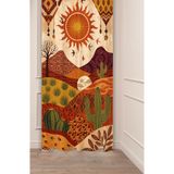 GREENDECOR Boho Çöl Rüyası (Desert Dream) Rustik Vintage Aztek ve Kaktüs Desenli ChicCollage Özel Tasarımlı Dijital Baskılı Fon Perde