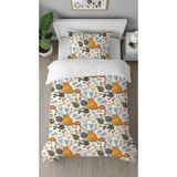 Greendecor Bülbül Çiçekler Aşk Desenli Baskılı Özel Tasarım Çarşafsız Tek Kişilik Sade Tarz Şık Nevresim Takım - 160 x 220 cm