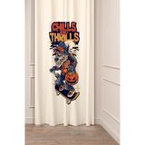 Greendecor Chills Thrills Kurt Bej Krem Desenli Özel Tasarım Dijital Baskılı (Tek Kanat) Modern Şık Fon Perde - Bordo - 135 x 200 cm