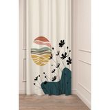 Greendecor Çiçek Bohem Minimalist Pastel Bej Soft Desenli Özel Tasarım Dijital Baskılı (Tek Kanat) Fon Perde - Pembe - 135 x 270 cm