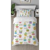 Greendecor Çiçek Kaktüs Yaprak Desenli Baskılı Özel Tasarımlı Çarşafsız Tek Kişilik Modern Şık Nevresim Takım - Haki - 160 x 220 cm