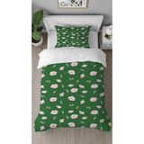 Greendecor Çiçek Yaprak Desenli Renkli Baskılı Özel Tasarımlı Çarşafsız Tek Kişilik Tarz Şık Nevresim Takımı - Yeşil - 160 x 220 cm