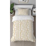Greendecor Çiçekler Anadolu Motif Desen Baskılı Özel Tasarım Çarşafsız Tek Kişilik Sade Tarz Şık Nevresim Takım - Altın - 160 x 220 cm