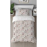 Greendecor Çiçekler Anadolu Motif Desen Baskılı Özel Tasarım Çarşafsız Tek Kişilik Sade Tarz Şık Nevresim Takım - Bej - 160 x 220 cm