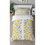 Greendecor Çiçekler Renkli Desenli Baskılı Özel Tasarım Çarşafsız Tek Kişilik Sade Tarz Şık Nevresim Takımı - Mavi - 160 x 220 cm