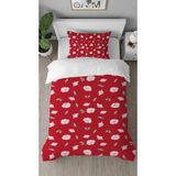 Greendecor Çiçekler Renkli Desenli Dijital Baskılı Özel Tasarımlı Çarşafsız Tek Kişilik Şık Nevresim Takımı - Kırmızı - 160 x 220 cm